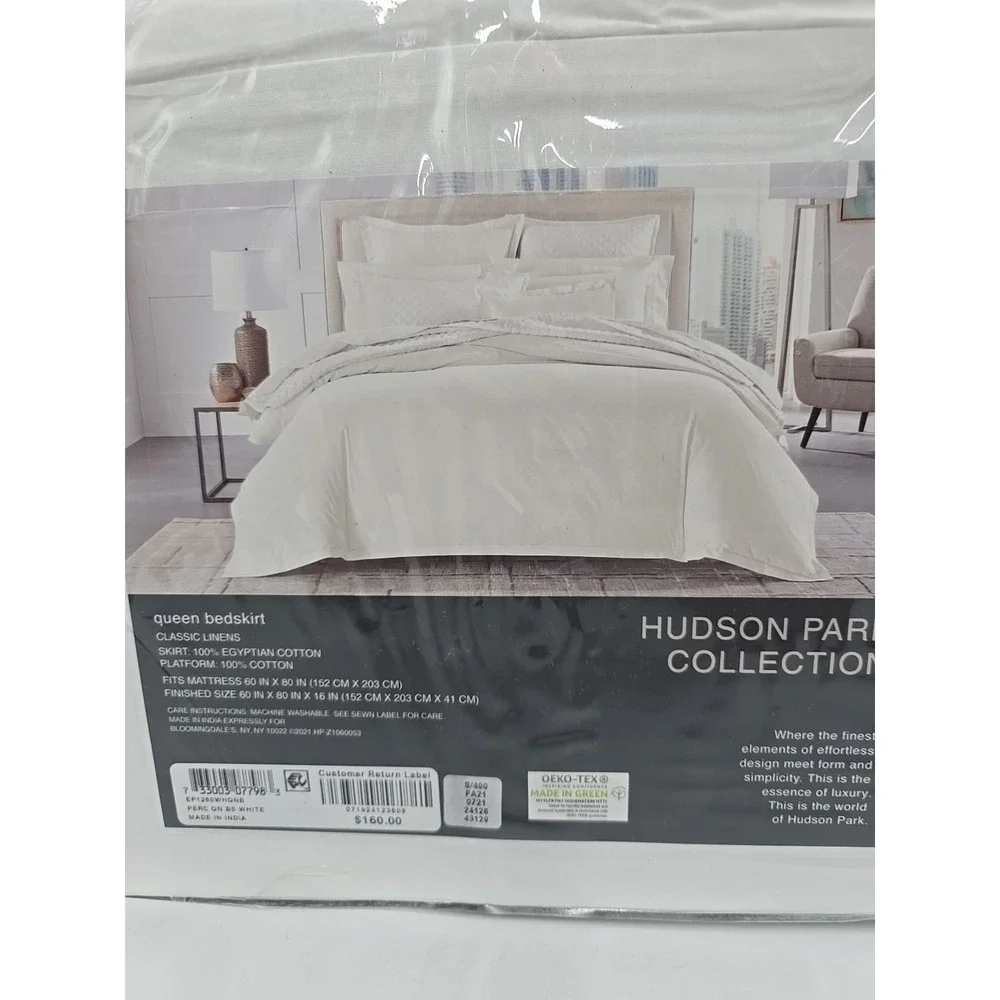 Hudson Park Classic Linens Percale Queen Bedskirt‎ White Egyptian Cotton